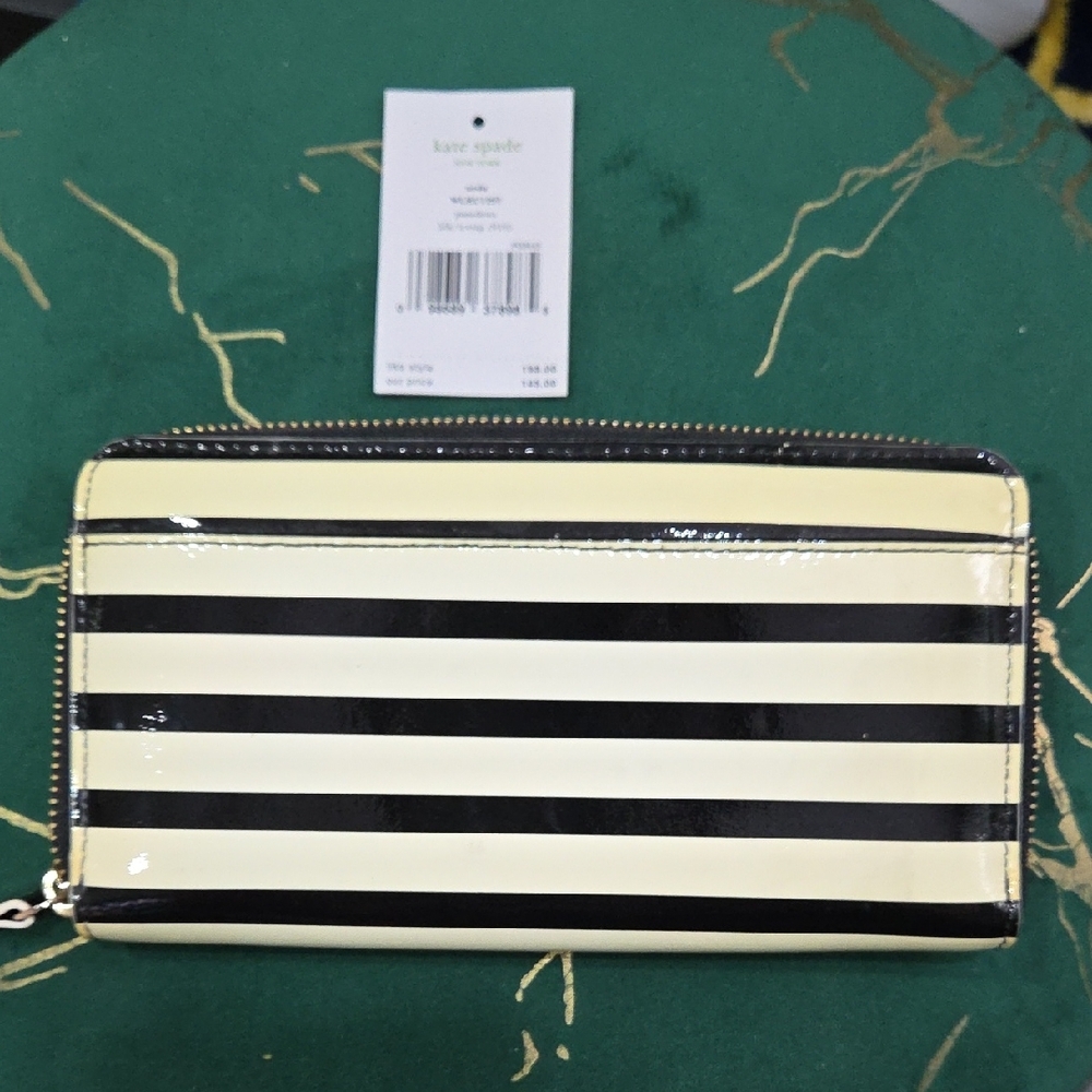 Kate Spade Black and Cream Striped Wallet - Picture 5 of 6